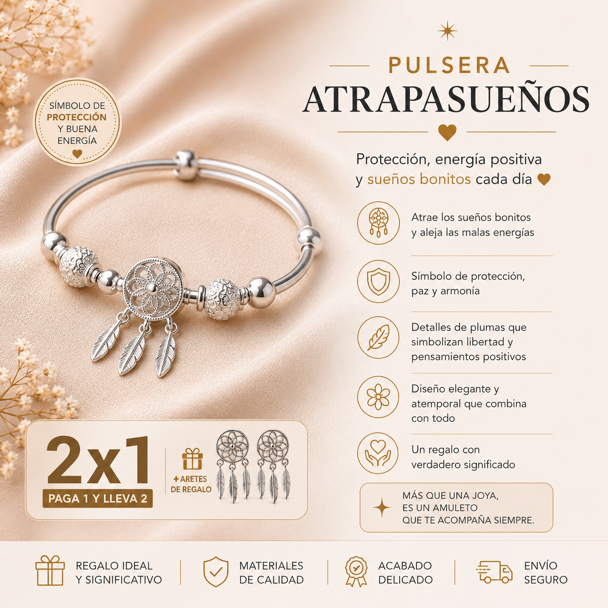 Pack 2 Pulseras “Atrapasueños” – Incluye Regalo