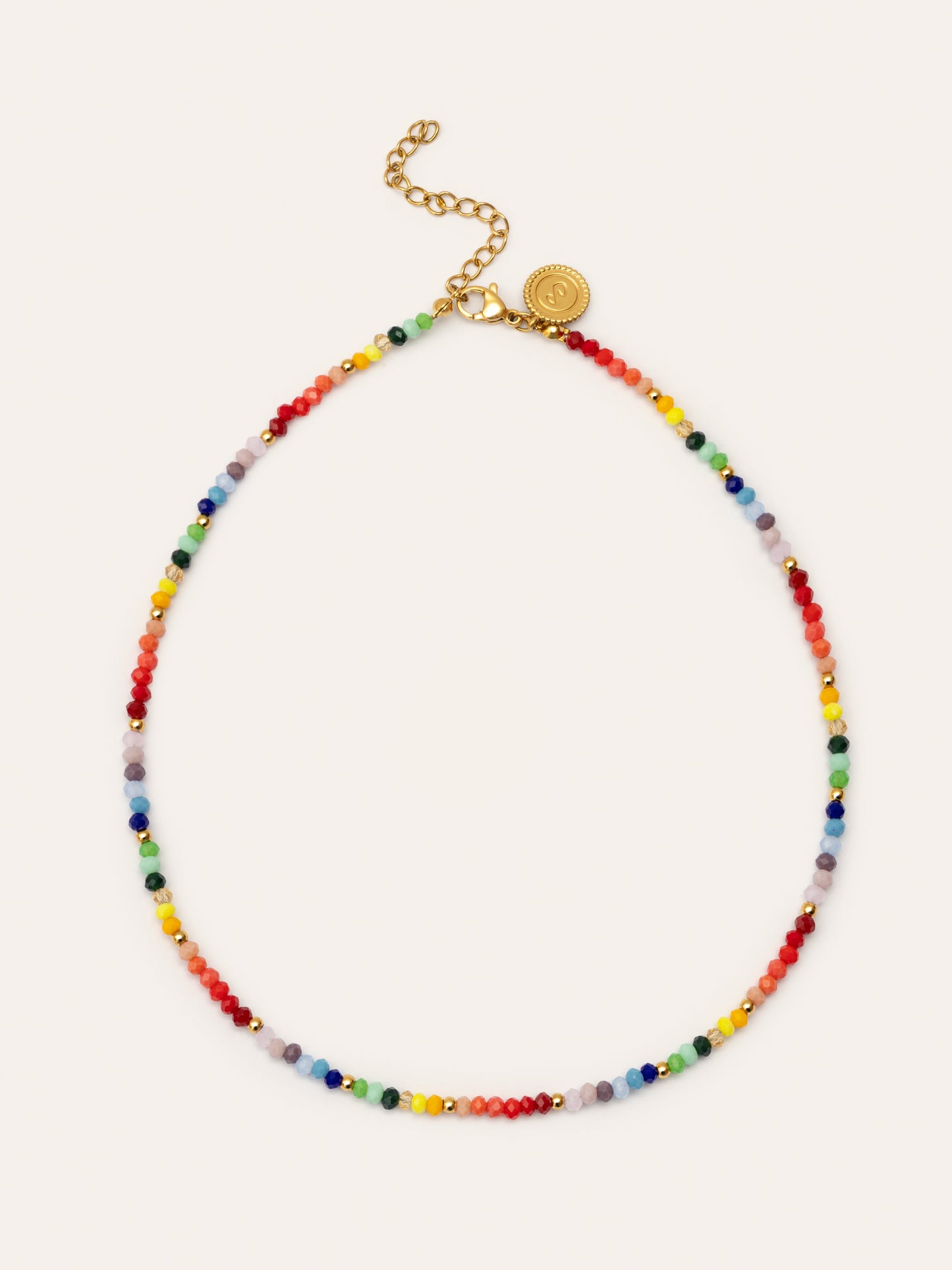 Collar Crystals Rainbow Acero Baño Oro