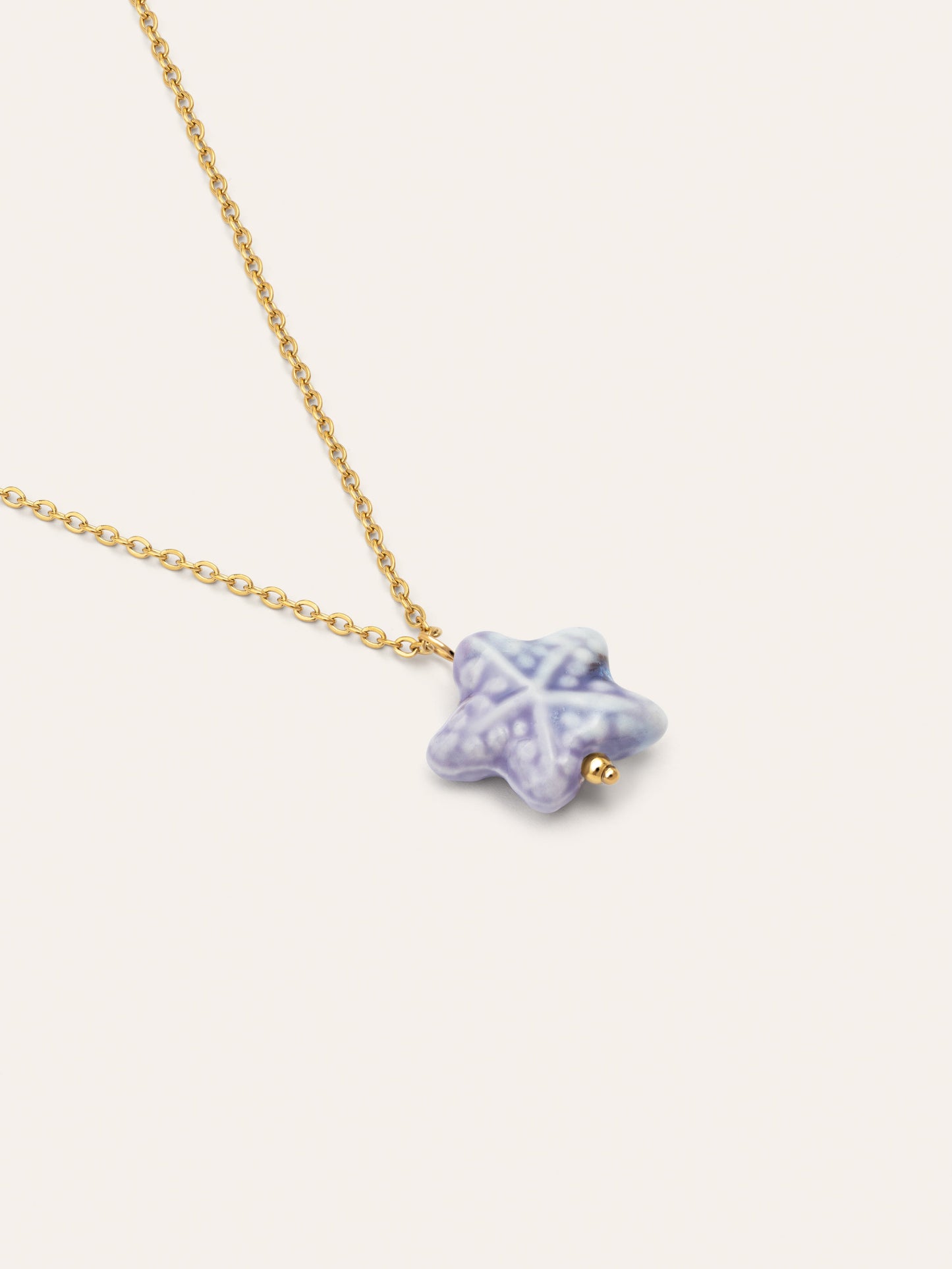Collar Starfish Blue Acero Baño Oro