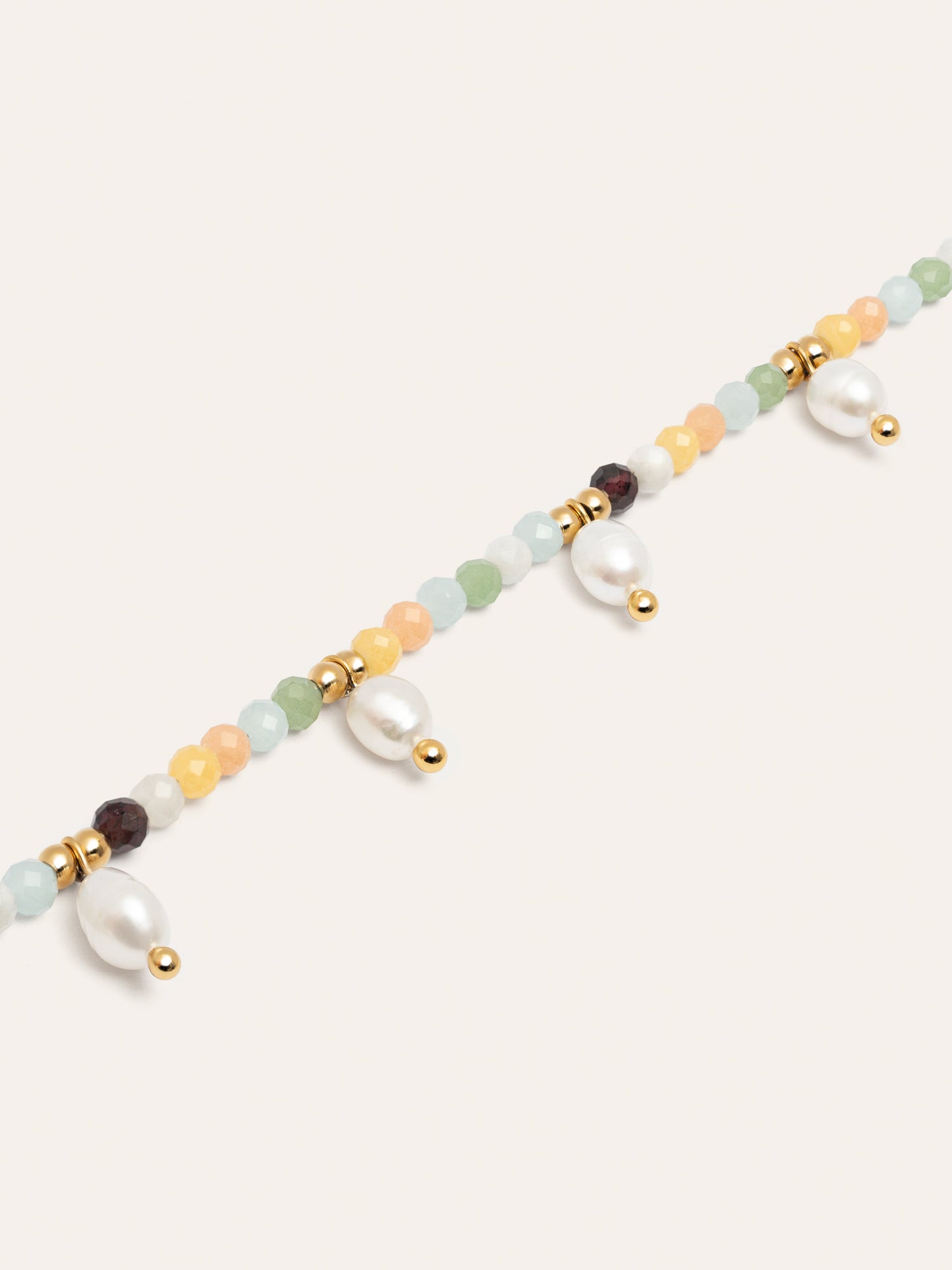 Pulsera Crystal Perlas Acero Baño Oro